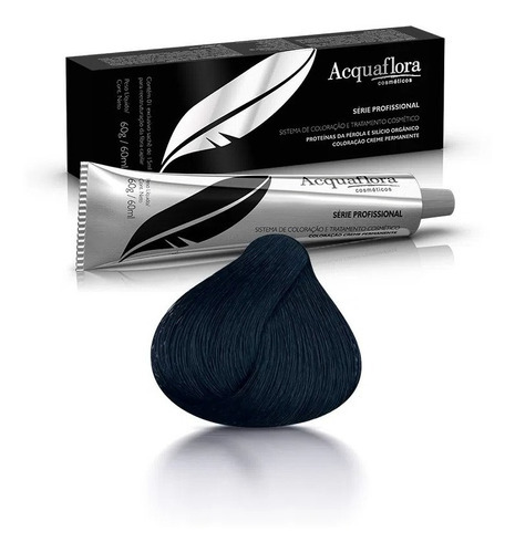  Coloração Creme Permanente Acquaflora 60g 1.1 Preto Azulado