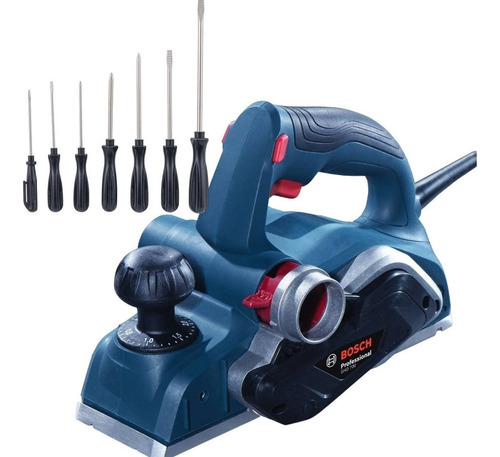 Plaina Elétrica Profissional 700w Gho 16.500 Rpm Bosch + Kit Cor Azul 110v