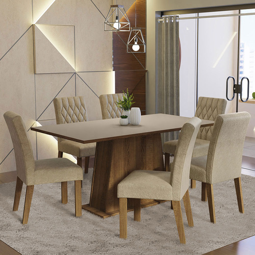 Juego De Comedor Madesa Britney Con 6 Sillas Marrón/crema/imperial Liso