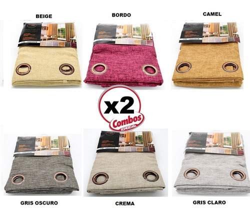 Juego 2 Cortinas Blackout C/u1,40x2,20 Camel P/ Barrote