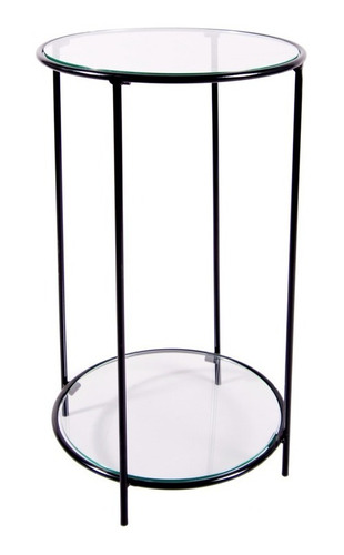 Mesa Lateral Circular Dos Niveles Glass
