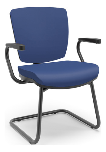 Cadeira Fixa Ergonômica Preto Baixa Flexi Vinil Azul