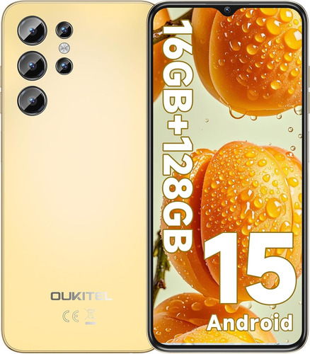 Oukitel C1 Telefono Celular Inteligente Dual Sim 16(4+12)ram+128rom(+1tb Tfcard) Andriod 15 5150mah T606 6.52in Hd+ Moda Ligera/fingerprint/gps/otg/fm