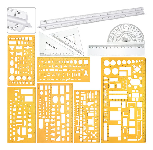 Kit Geométrico De Construcción Plantillas Triangulares De Al