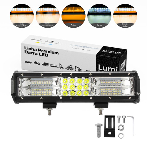 Barra Led 180w Strobo Safetycar Branca Amarelo Farol Luz Rfe:2408 Lumi