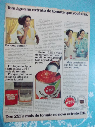 Propaganda Vintage - Etti Novo Extrato De Tomate. Tem 25% A (Usado)