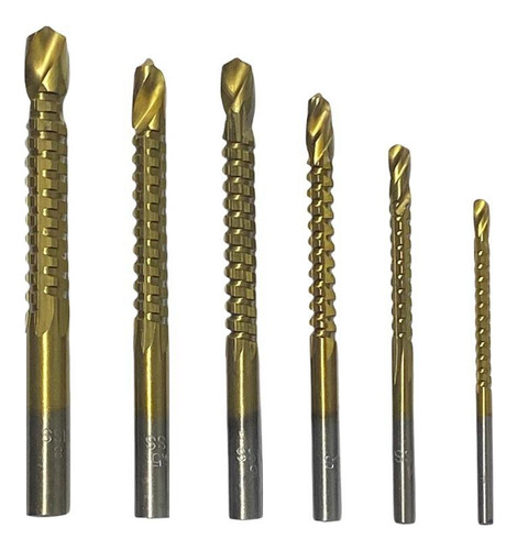 Kit 6 Brocas Espiral Corte Lateral Madeira Plástico Metal