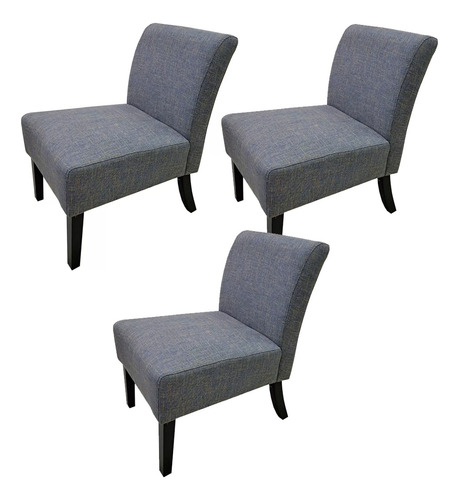 Sillón Butaca Decorativa  Pack X3 Poltrona Living Madera