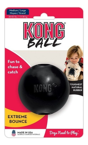 Bola de brinquedo para animais de estimação Kong Kong Ball Extreme rush black médio / grande de 7.6cm de diâmetro