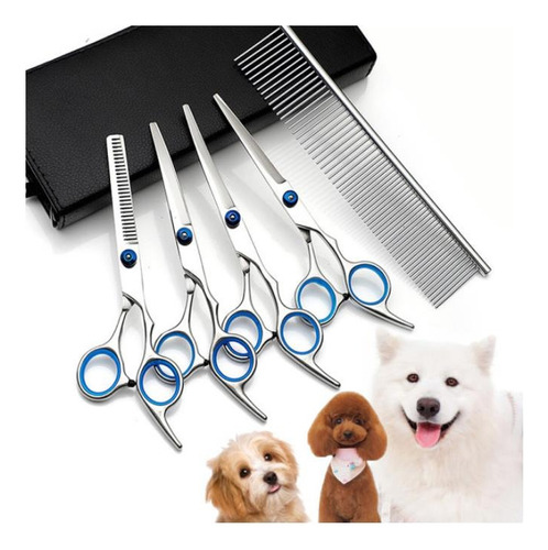 Set De Tijeras Estetica Canina Pet Sicssors Gato Perro 5 Pcs