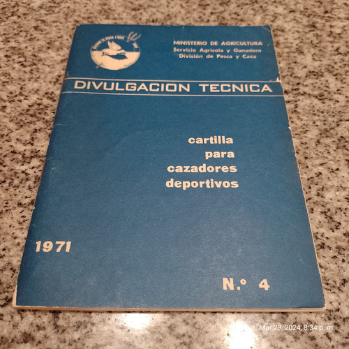 Cartilla Para Cazadores Deportivos 1971 Cacería Cinegética