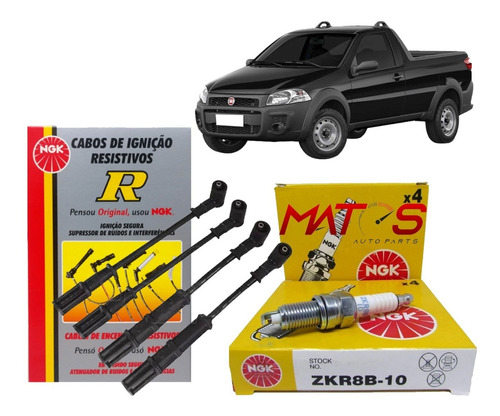 Kit Cabo E Velas Fiat Strada 2012 2013 1.4 Fire Evo+velas