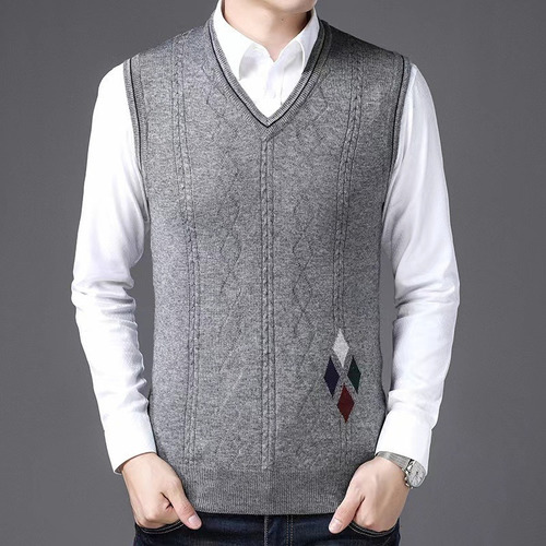 Hombre Suéter Casual Cashmere Chaleco Formal Cuello En V Jer