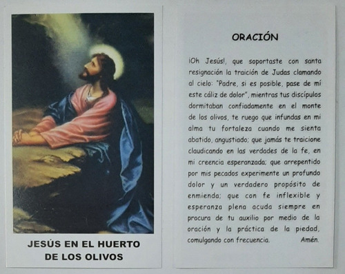 Estampas Jesús En El Huerto X 100 Unidades - Con Oración 
