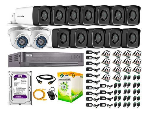 Kit 14 Cámaras Seguridad It3f Hikvision Full Hd 2tb | 40m Ir