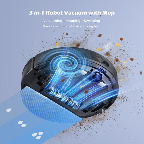Robot Aspirador 4500pa 3 En 1 Con Mapeo Y Navegación Lidar