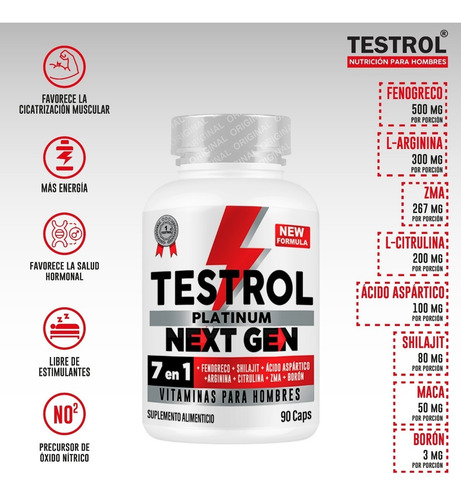 Imagen 3 de 5 de Testrol | Platinum Next Gen 7 En 1 | Precusor De No2
