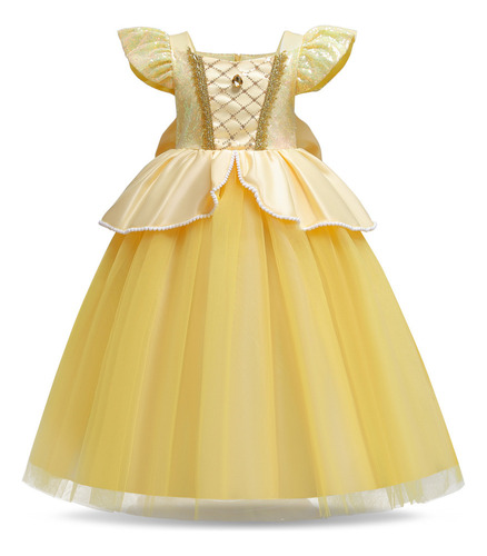 Vestido De Princesa Bella De La Bella Y La Bestia Para Niña,