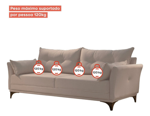 Sofá 3 Lugares Com 2 Almofadas M97 Espresso Móveis Ej