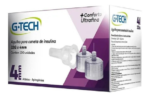 Agulhas P/ Caneta De Insulina G-tech C/ 100 Unidades