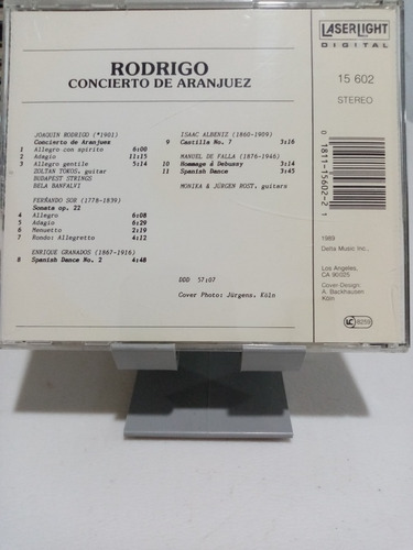 Imagen 2 de 3 de Rodrigo Concierto De Aranjuez - Cd