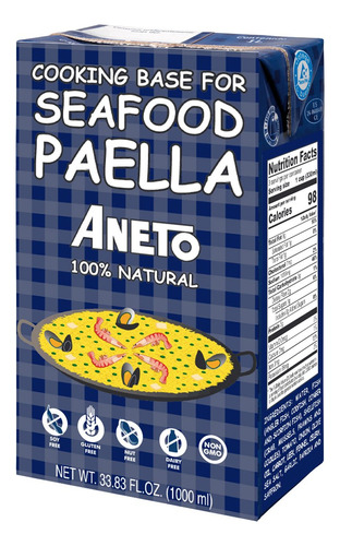 Caldo Base De Cocina De Paella De Mariscos, 33.83 Oz Líquida