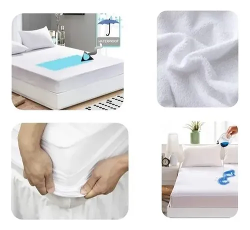 Protector De Colchón Semi Doble Antifluido Terry Cama 1,20