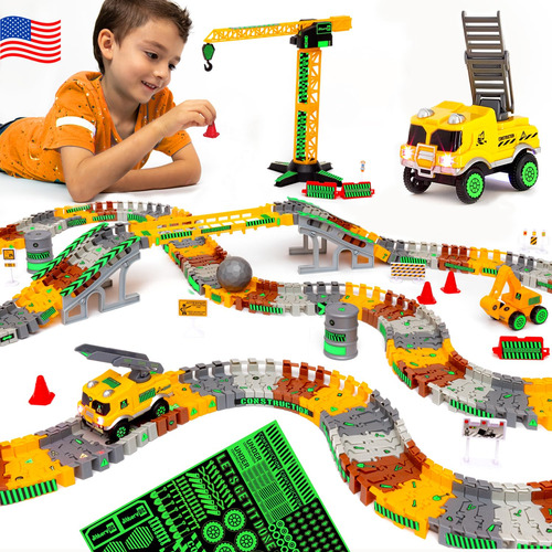 Jitterygit Construcción Pista De Carreras Juguete - Incluye