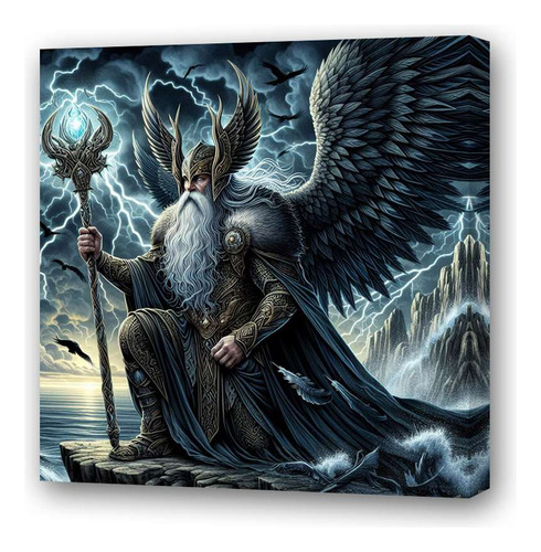 Cuadro 60x60cm Odin Sabiduría Y Guerra Dios Mitologia M1