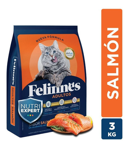 Alimento Gato Adulto Felinnes Sabor Salmón 3 Kg