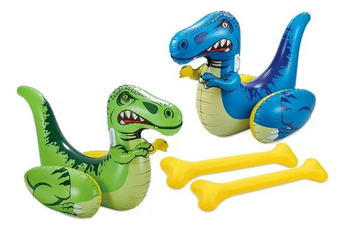 2 Pack Inflable Alberca Dinosaurios Montables 155 X 97cm C/u Color Azul