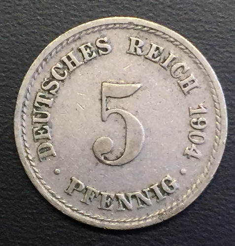 Ale056 Moneda Alemania Imperio 5 Pfennig 1904 A Vf Ayff