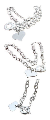 Collar De Corazón Con Broche De Plata