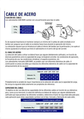 Cabrestante Manual 1 Tonelada 1000 Kgs Gan Mar Malacate