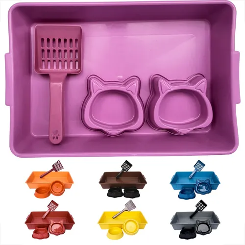 comprar Kit Caixa Areia Gato + Comedouro + Bebedouro + Pa Higiênica