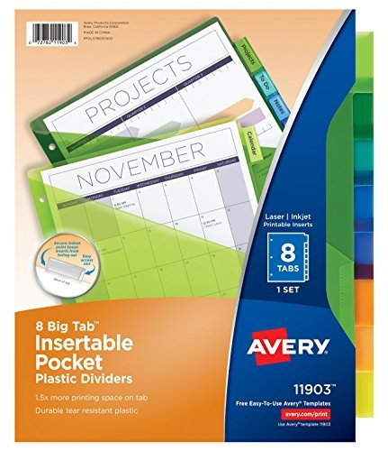 Avery Big Tab Insertable Plastic Dividers With Pockets 8