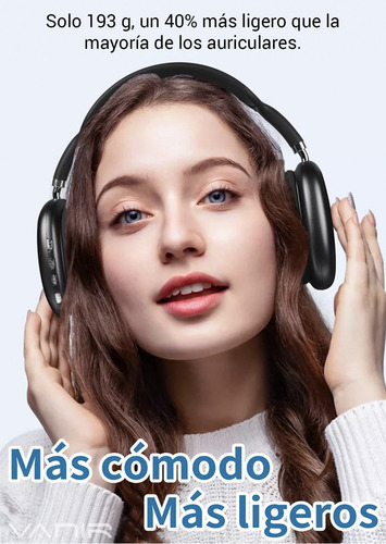 Vanir Audífonos Inalámbricos Diadema Bluetooth Con Cancelación De Ruido Ai, Audifonos Gamer, Con Micrófono, Sonido Hd Y Batería 42h, Compatibles Con iPhone, Android Y Pc, Top 10 Mejores Audífonos