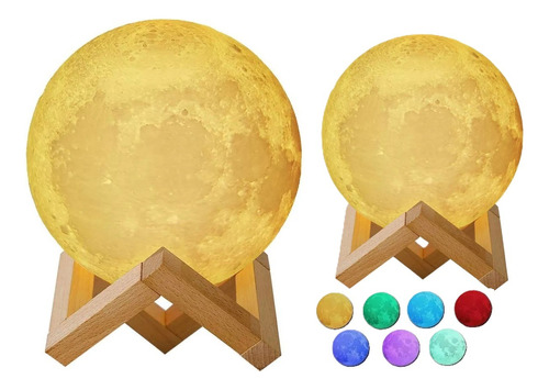 X2 Lamparas De Velador Dormitorios Luna3d Lampara Recargable