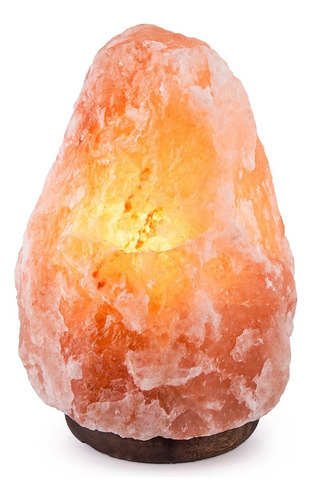 Lampara De Sal Del Himalaya de 4kg a 5kg. Color de la estructura: Marrón. Color de la pantalla: Naranja claro