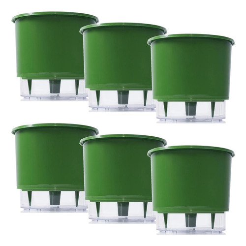 Vaso Raiz Autoirrigavel Grande 21x18 Verde Es Flores Kit 6pc