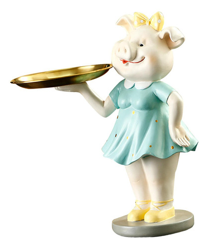 Estatua De Cerdito Con Bandeja Para Guardar Llaves, Figura D