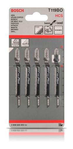 Imagen 4 de 6 de Set 5 Hojas Bosch De Sierra Caladora Vastago T Cortes Curvos