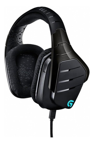 Fone de ouvido over-ear gamer Logitech G Series G633 Artemis Spectrum preto com luz  rgb LED