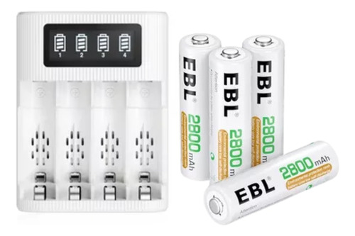 4 Pilas Ebl Doble Aa Recargables 2800mah + Cargador Usb 