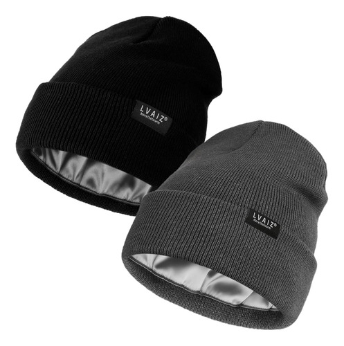 Paquete De 2 Gorros Con Forro De Saten Para Hombres Y Mujere