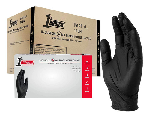 1st Choice Guantes Desechables Industriales De Nitrilo Negro