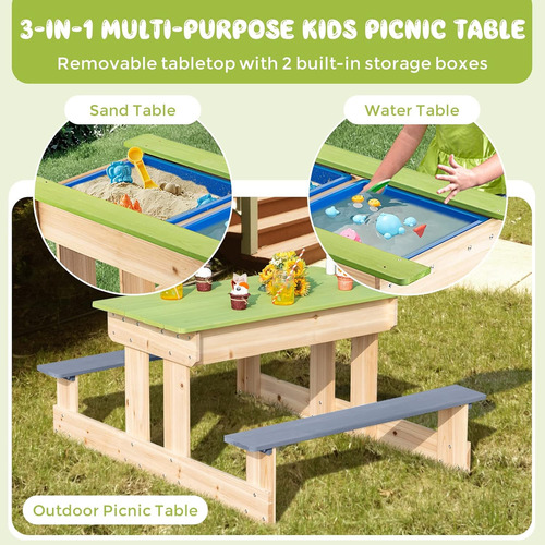 Mesa Picnic Multiusos 3 En 1 Para Niños - Madera - Banco Inc