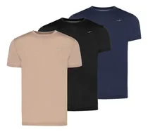 Comprar Pack De 3 Playeras Deportivas Stretch Cuello Redondo Hombre