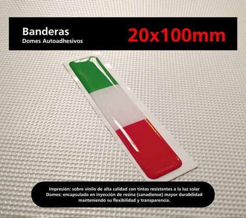 Calco, Sticker Resinado Bandera Italia (2x10cm) - Domes