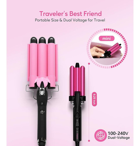 Farery Mini Waver Curling Iron, 3 Barrel Curling Iron 1/2 Pu